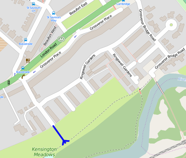 St Saviours Road to Grosvenor Bridge with extra path to facilitate route.