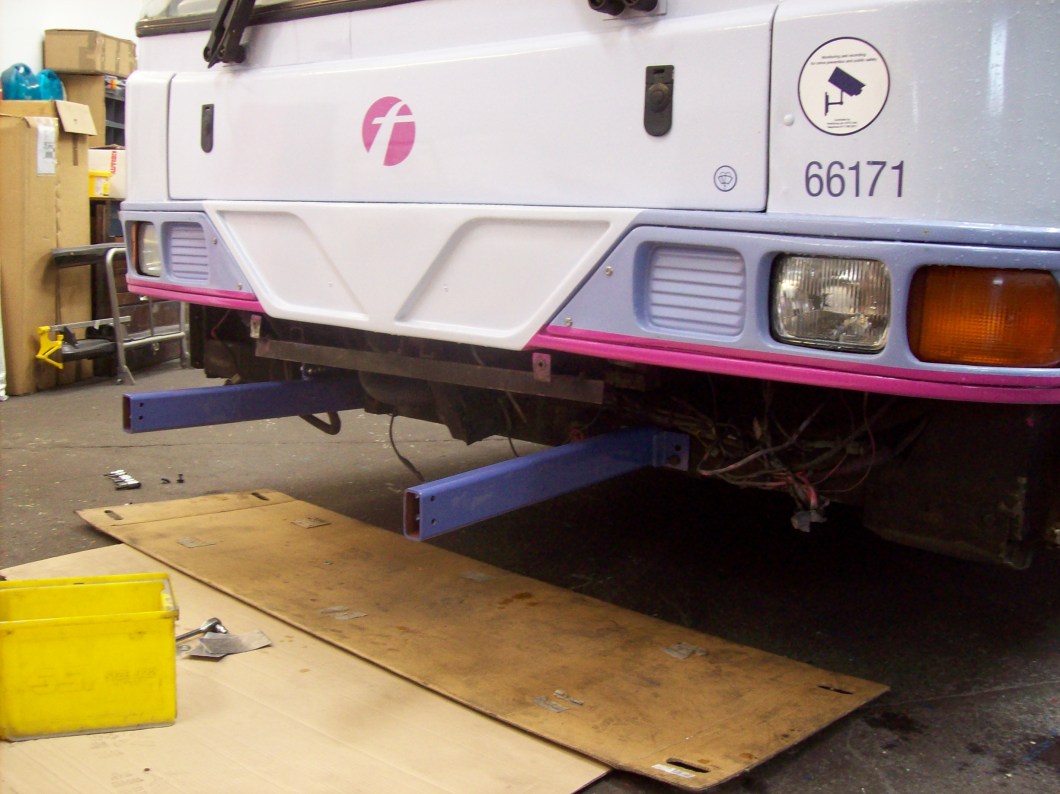 The mounting point at the front without the bumper in place.