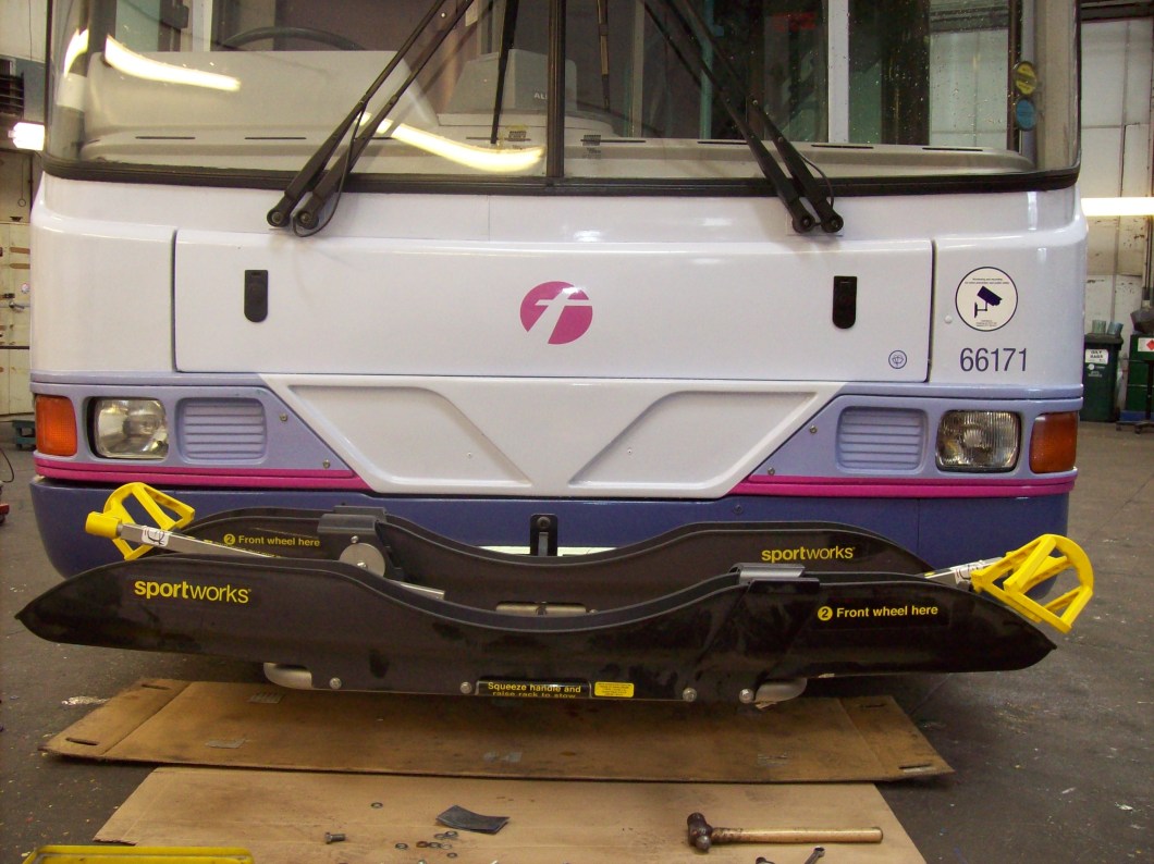 Cycle rack in the down position from the front.