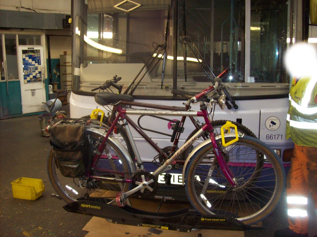 View from the front. Note lights possibly blocked by wheels.