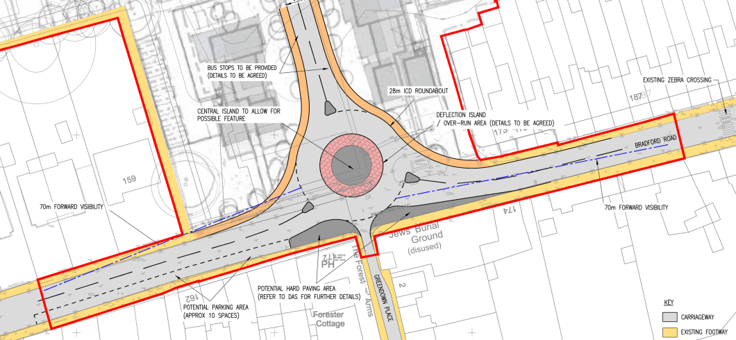 The Highways approved 28 metre diameter roundabout design..