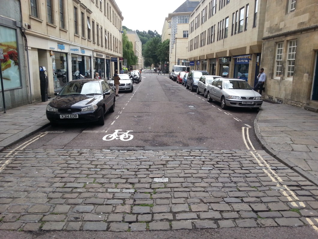 The cycle contraflow on Avon Street that SHOULD have been a RADICAL moving of parking into the centre of the street and creating a protected cycle track.