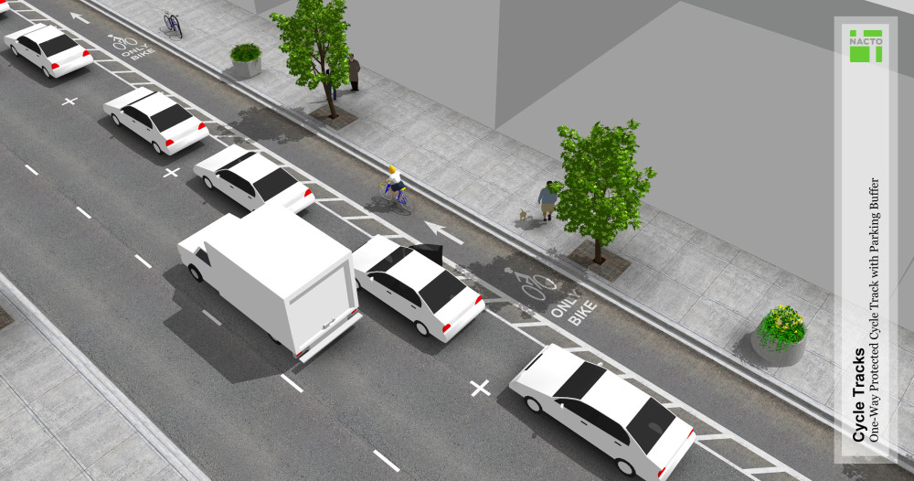 Cycle track protected by parking that should have been used on Avon Street