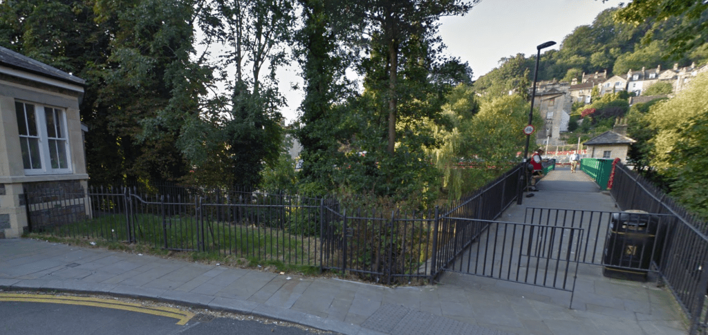 The new path that would go round the back of the train station.