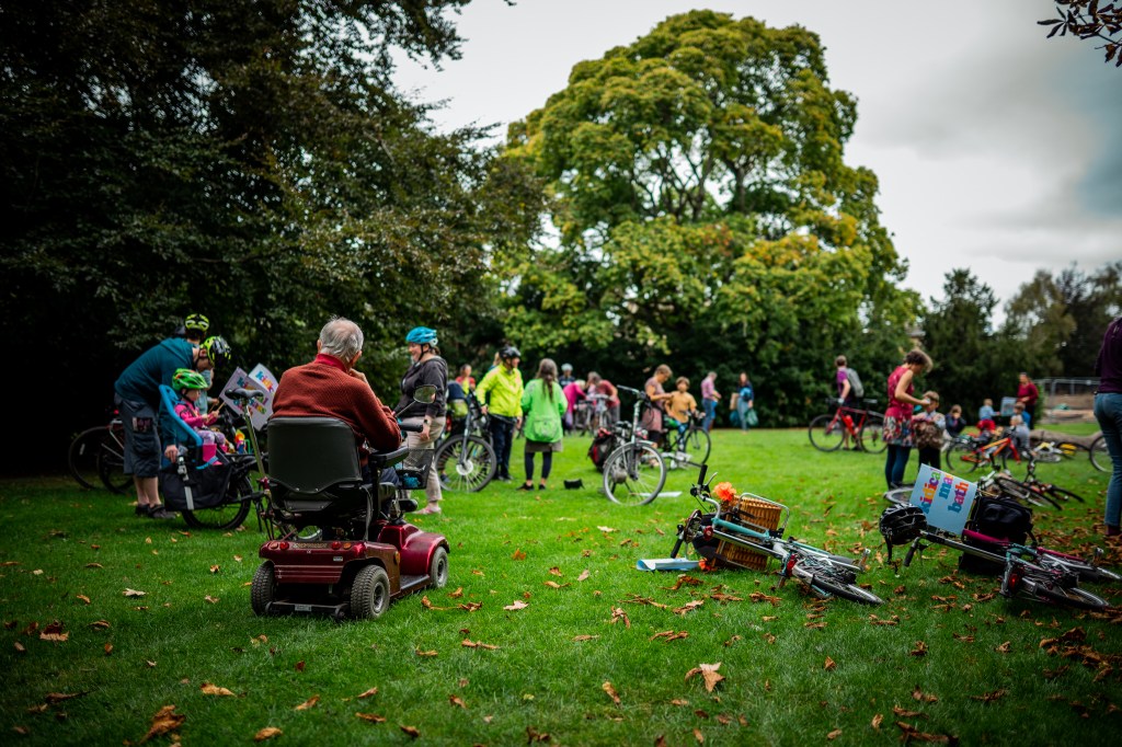 Kidical Mass gathering in the park