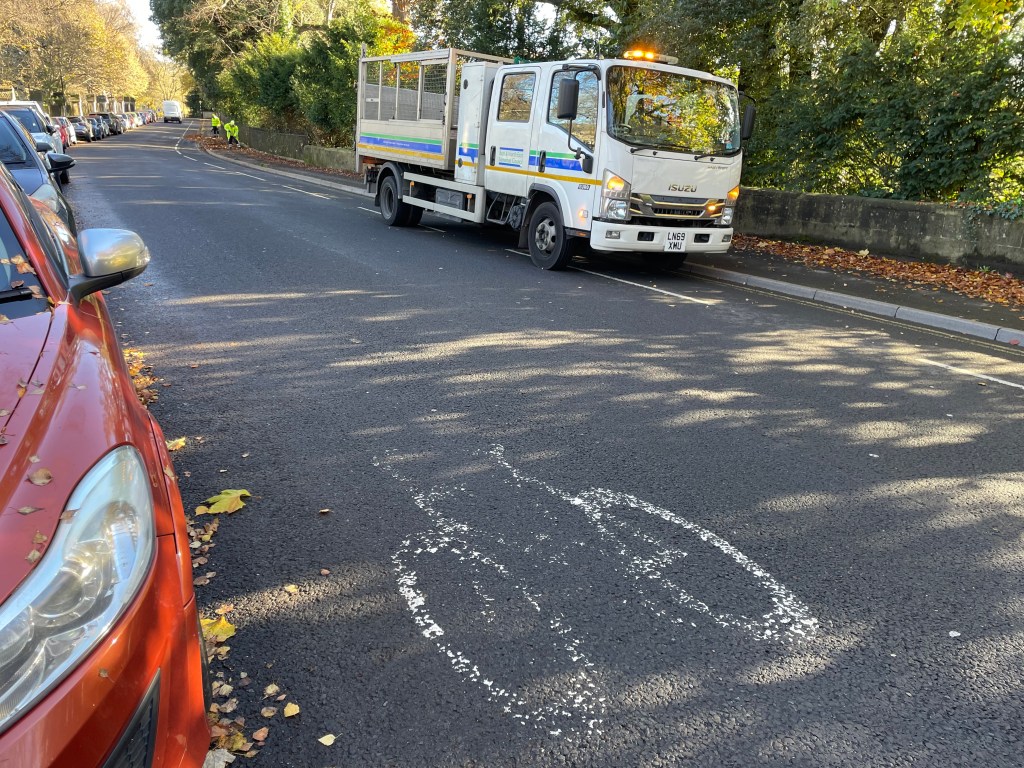 Lorry parked on advisory cycle lane